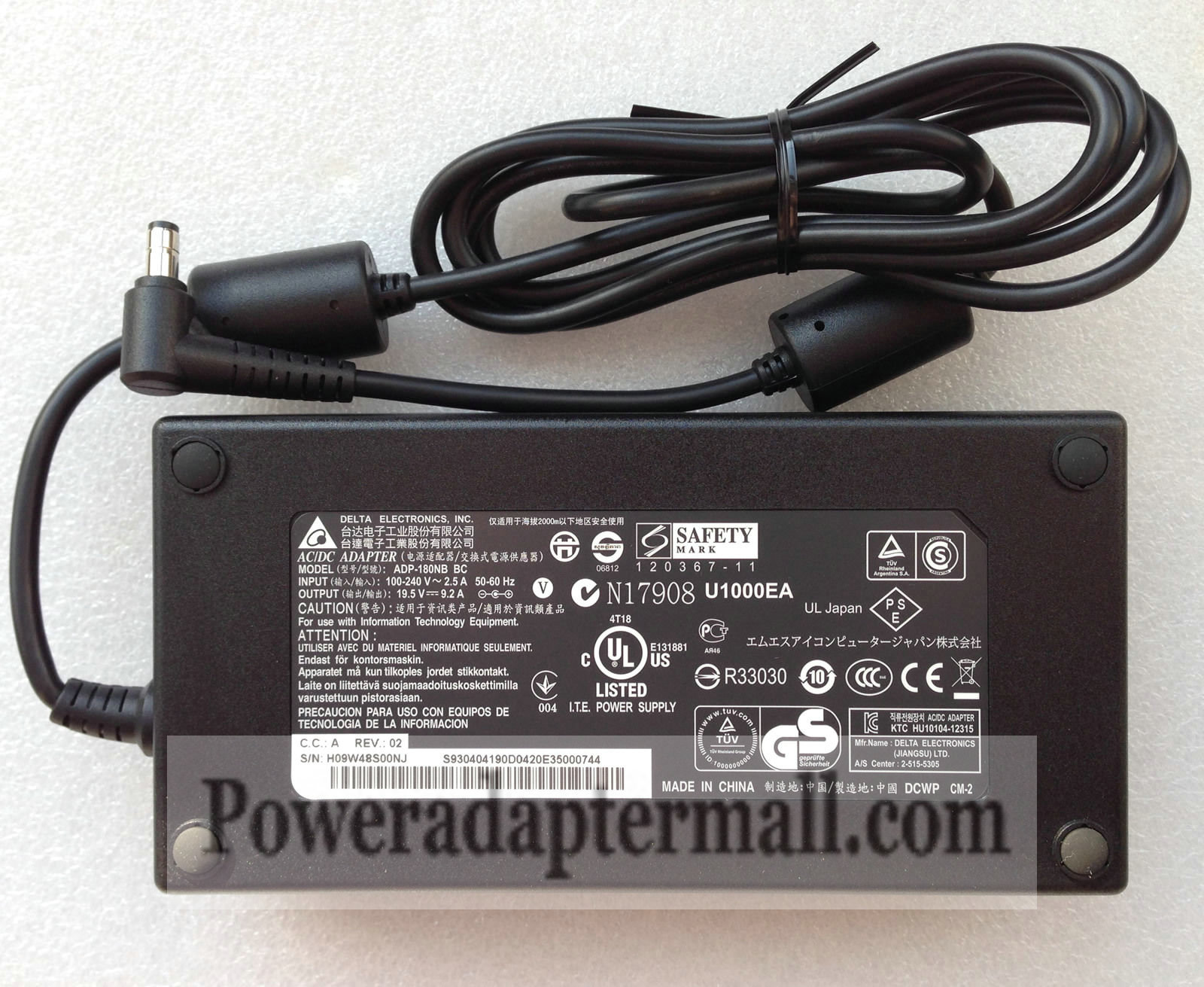 Original 19.5V 9.2A MSI ADP-180NB BC S93-0404190-D04 AC Adapter